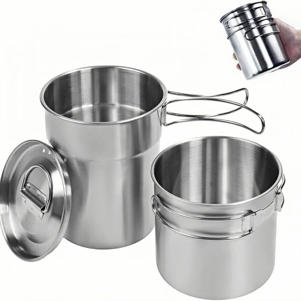 Camping Cooking Pot Stainless Steel - Tazze pieghevoli da campeggio, pentole da