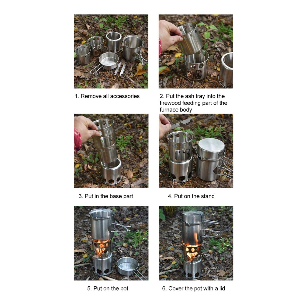 Camping Cooking Pot Stainless Steel - Set di Pentole da Campeggio in