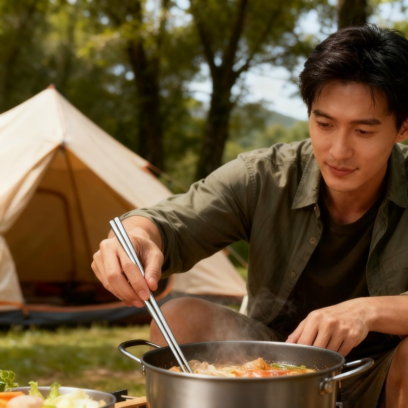Camping Cooking Noodles - Bacchette portatili durevoli in titanio da