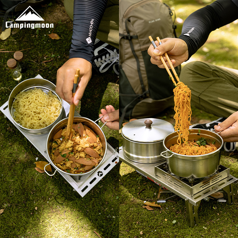 Camping Cooking Noodles - CAMPINGMOON S371 Pentola con Vaporiera a