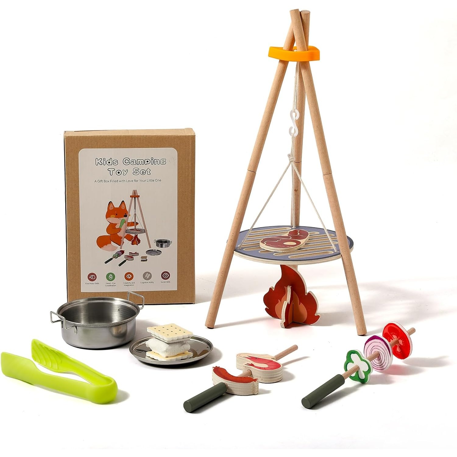 Camping Cooking With Kids - Set Giocattolo da Campeggio in Legno