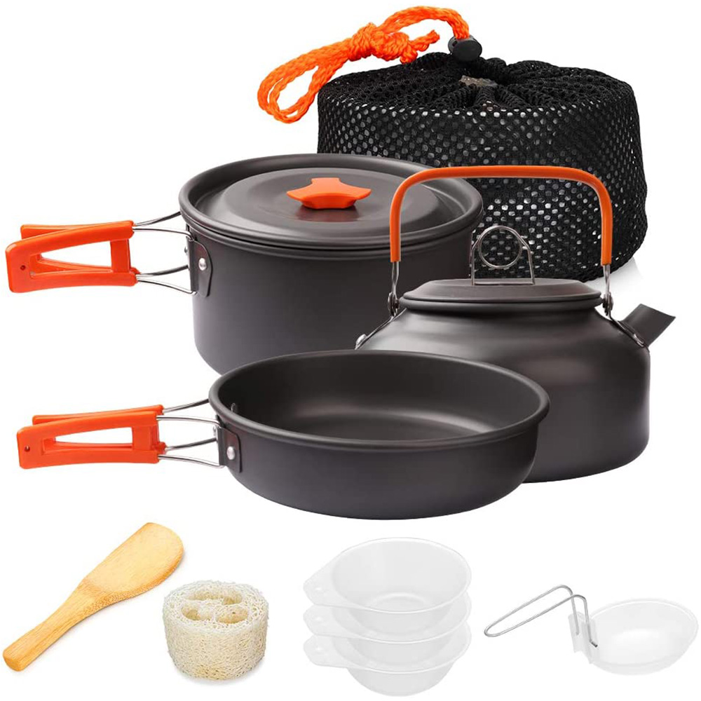 Camping Cooking Set With Bag - 1 pz/1 set kit di pentole