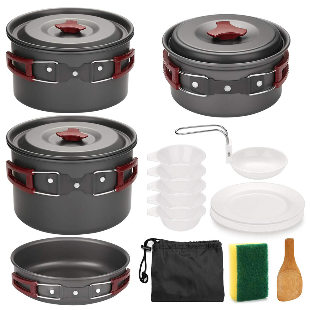 Camping Cooking Gear Set - Kit di pentole da campeggio all'aperto