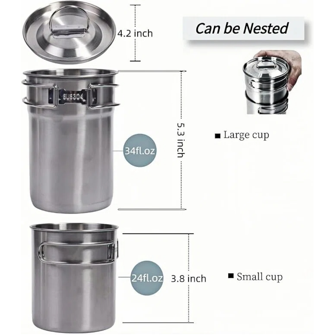 Tazze pieghevoli da campeggio, - Camping Cooking Pot Stainless Steel recensione e prezzo