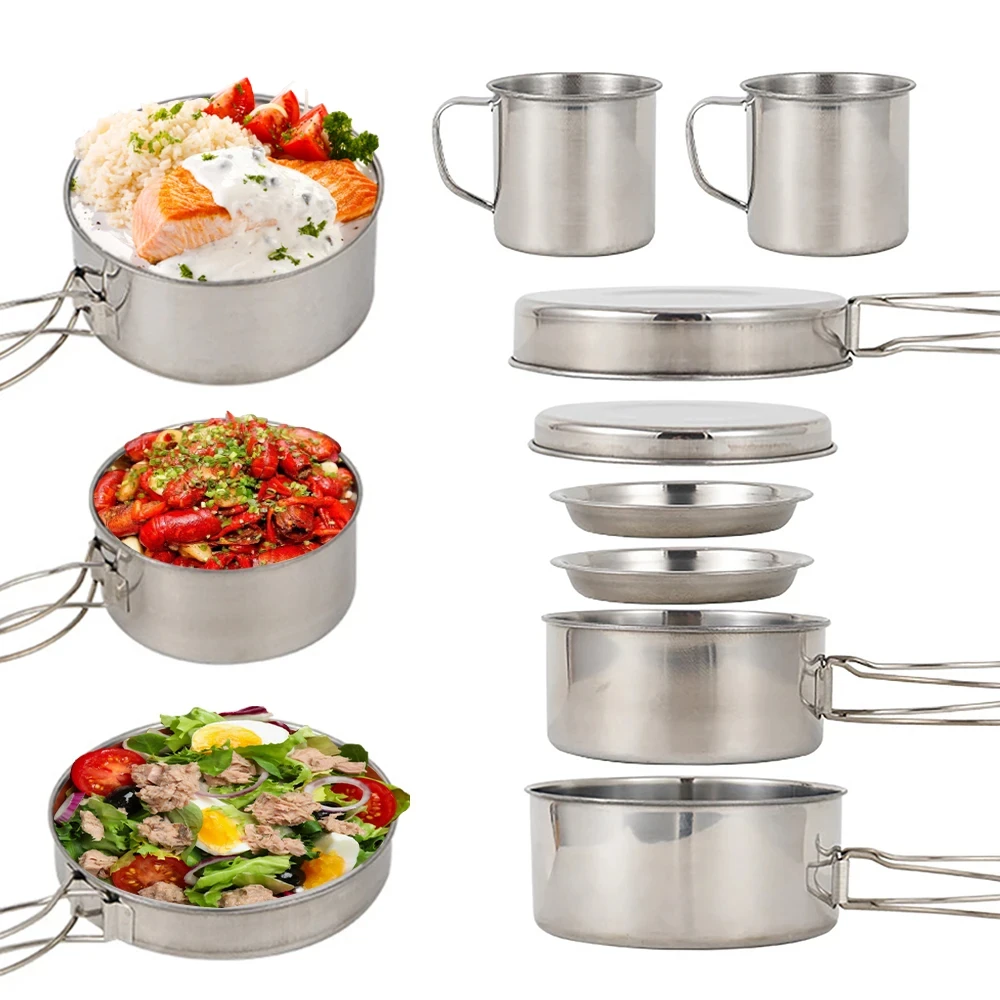8 pezzi/set pentole da campegg - Camping Cooking Set With Bag recensione e prezzo