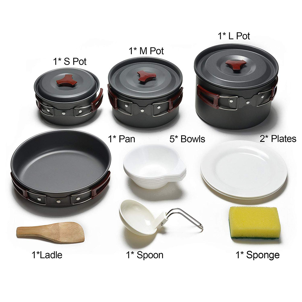 Kit di pentole da campeggio al - Camping Cooking Gear Set recensione e prezzo